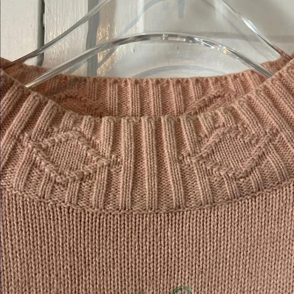 Vintage Mock-Nexk Embroidered Pink Sweater - Size L - Picture 6 of 8